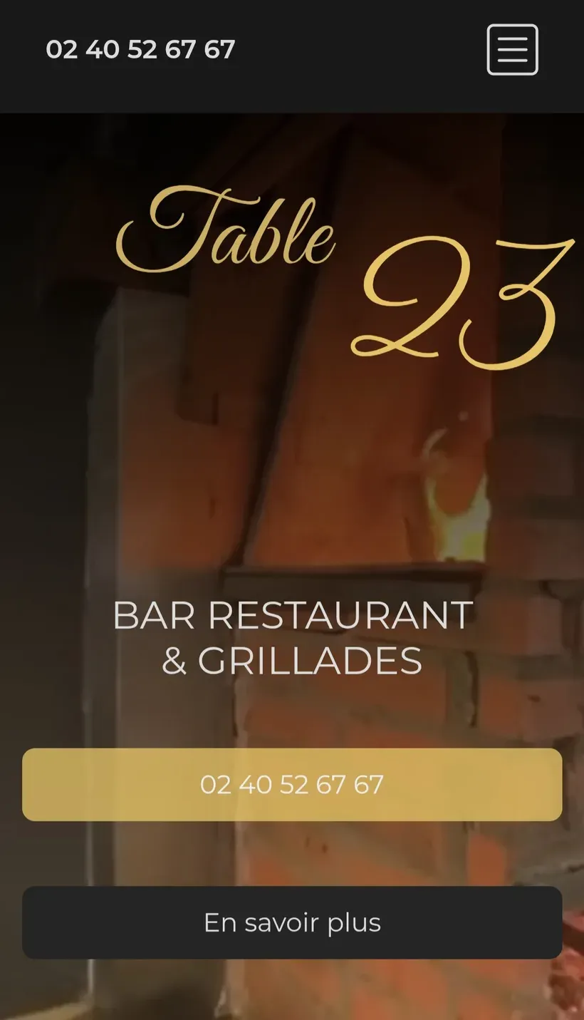 Aperçu mobile du site La Table 23, bar restaurant à Carquefou